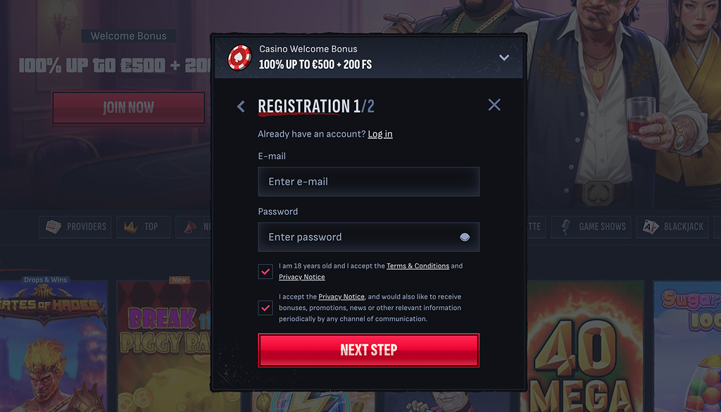 Mafiacasino Registrierung — Anmeldeformular und Kontoeröffnung im Test